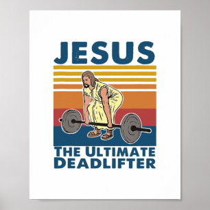 Poster Jésus L'ultime Deadlifter Fitness Vintage