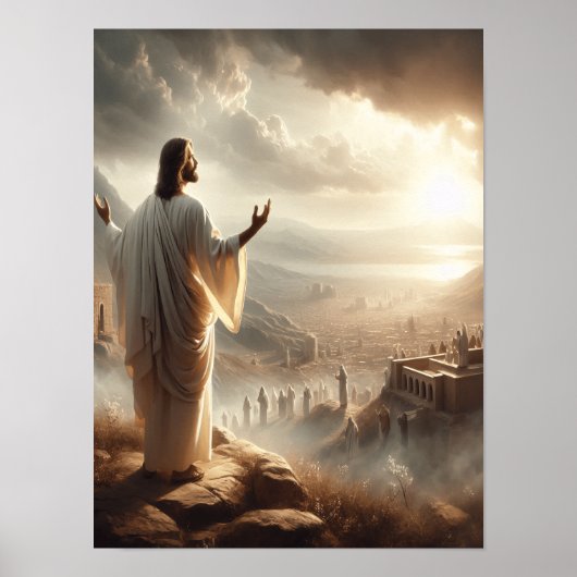 Poster Jésus Lumière éternelle brille la porte du Ciel (Devant)