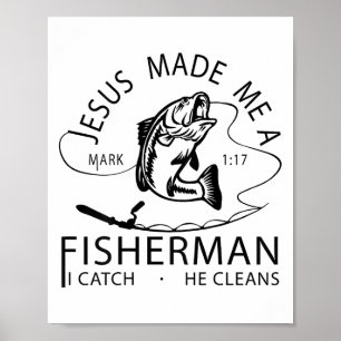 Poster Jésus M'A Fait Un Chat Pêcheur Il Nettoie La Foi C