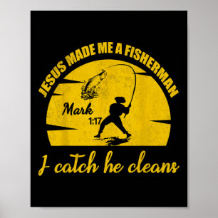 Poster Jésus M'a Fait Un Pêcheur D'Homme Christian Pêche 