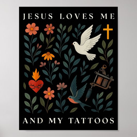 Poster Jésus m'aime et mes tatouages (Devant)