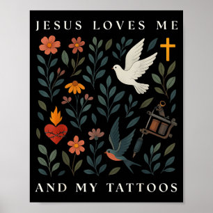 Poster Jésus m'aime et mes tatouages
