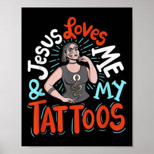 Poster Jésus M'Aime Et Mes Tatouages