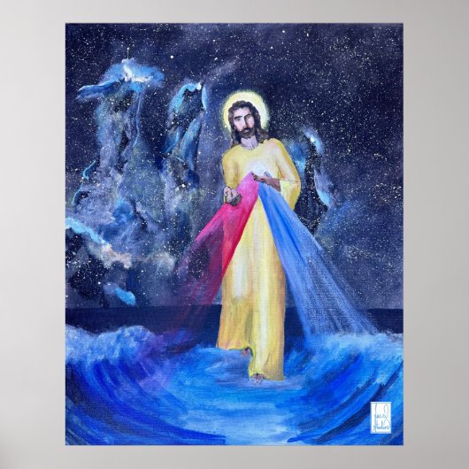 Poster Jésus marchant sur l'eau avec des Piliers de Créat (Devant)
