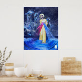 Poster Jésus marchant sur l'eau avec des Piliers de Créat (Cuisine)