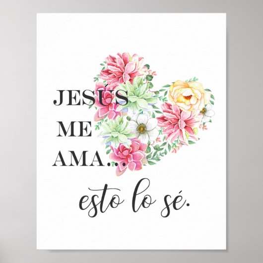 Poster Jésus moi ama esto lo se fleurs coeur (Devant)