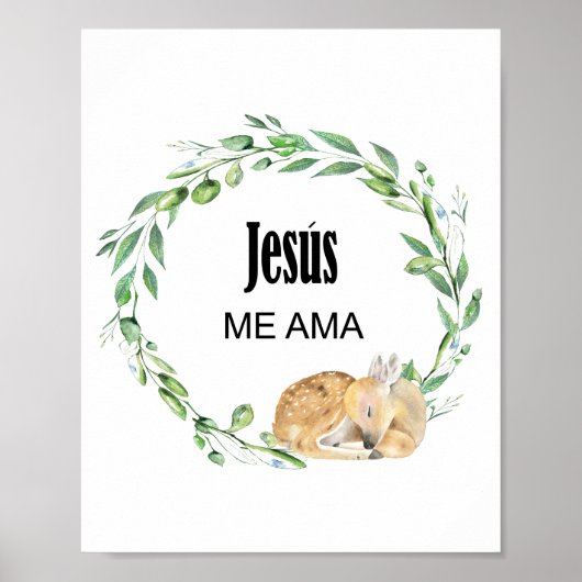 Poster Jésus moi ama, verset de la bible espagnole (Devant)