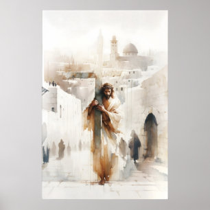 Poster Jésus portant la Croix Passion du Christ