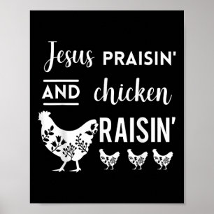 Poster Jésus Praisin Et Poulet Raisin Amusant Agriculture