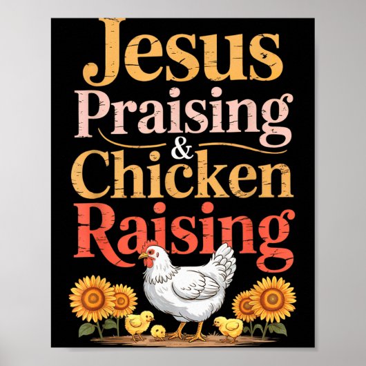 Poster Jesus Praising & Chicken Raising Funny Faith F (Devant)