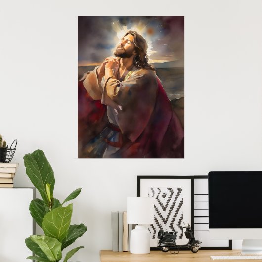 Poster Jésus Priez Dans Le Parc (Bureau à domicile)