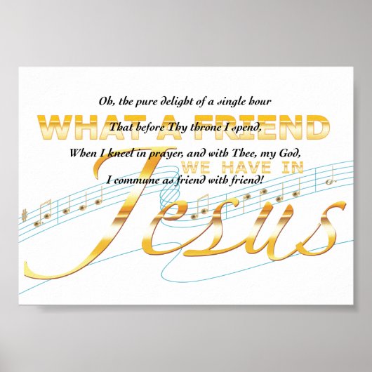 Poster Jésus, quel hymne d'ami cite avec un texte d'or (Devant)