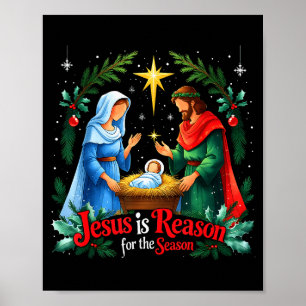Poster Jésus raison de la saison Nativité Noël Dés
