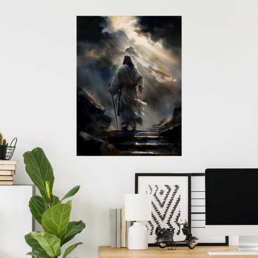 Poster Jésus Randonnée La Montagne (Bureau à domicile)