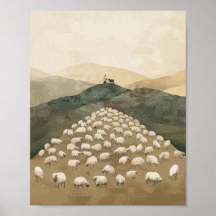 Poster Jésus retrouve la brebis perdue Illustration