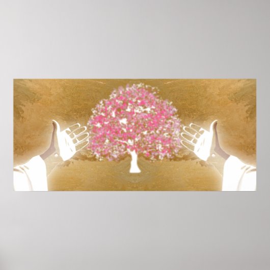 Poster Jésus rose Open les bras Clous dans les mains Arbr (Devant)