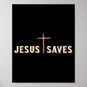 Poster Jésus Sauve Croix Dieu Graphique Chrétien 