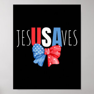 Poster Jesus Saves Jesusaves Usa Drapeau Américain Patrio