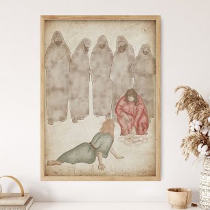 Poster Jésus se baissa et écrivit avec son doigt sur le