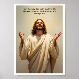 Poster Jésus souriant Je suis la Voie de la Vérité et de
