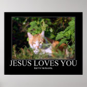 Poster Jésus t'aime Chat (Devant)