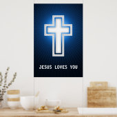 Poster Jésus t'aime | Croix religieuse (Cuisine)