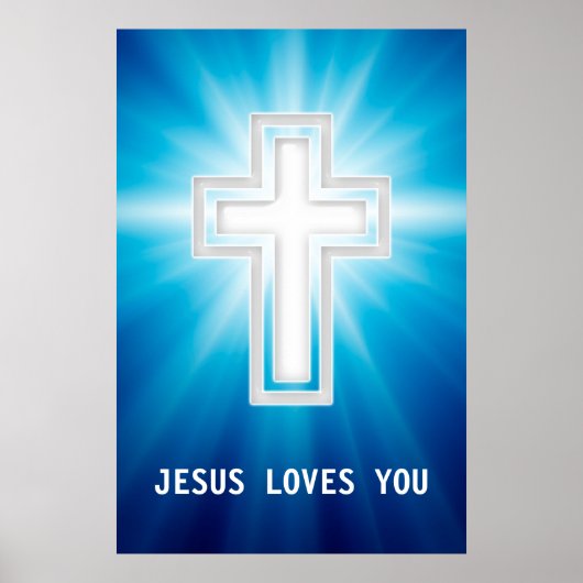 Poster Jésus t'aime | Croix religieuse (Devant)