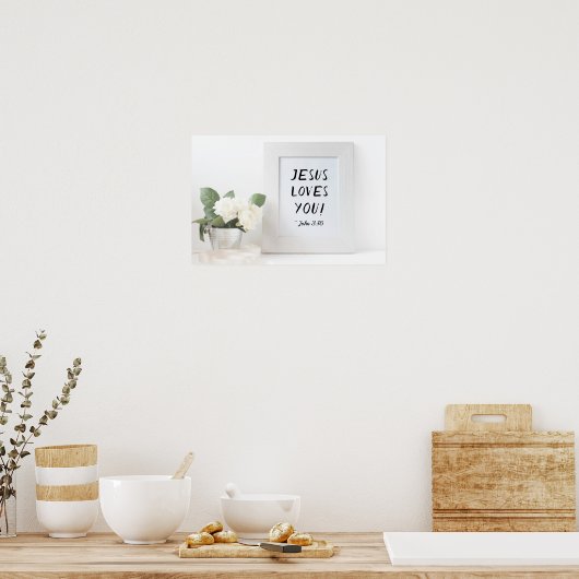 Poster Jésus T'Aime ! John 3:16, Écriture de référence (Cuisine)