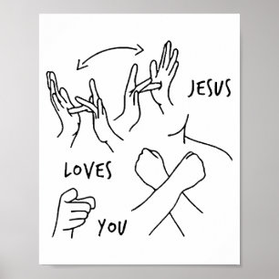 Poster Jésus t'aime Langue des signes chrétienne