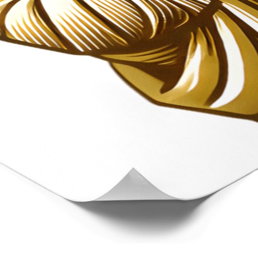 Poster Jésus tenant la Croix d'or dans la dévotion (Coin)