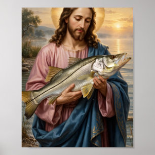 Poster Jésus tenant un snook — Art chrétien