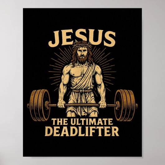 Poster Jesus The Deadlifter Christian Fitness  (Devant)