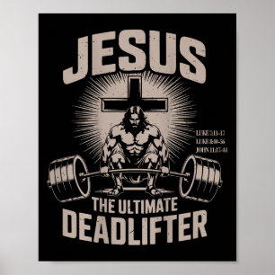 Poster Jesus The Deadlifter Funny Christian Gym Workout