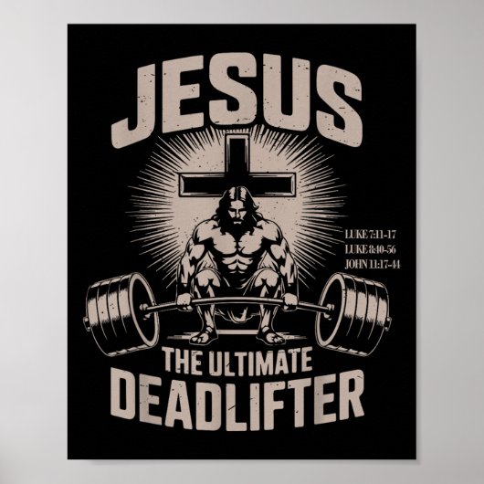 Poster Jesus The Ultimate Deadlifter Muscle Kid Funny Chr (Devant)