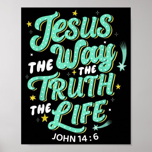 Poster Jesus The Way Truth Life John 14 6 Christian Bible (Devant)