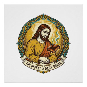 Poster Jésus vaincu fumant du pain grillé brûlé petit-déj
