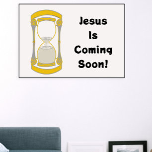 Poster Jésus Vient Bientôt En Verre D'Or