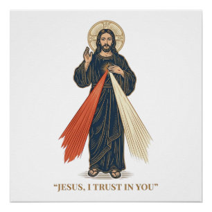 Poster Jésus vintage je fais confiance en toi vectoriel r