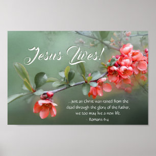 Poster Jésus Vit Des Fleurs De Printemps Bible Verse Pâqu