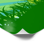 Poster Jésus vit en bleu/Brown Croix de Pâques chrétienne (Coin)