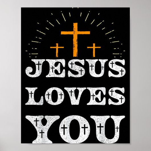 Poster Jésus Vous Aime Croix Chrétienne Foi (Devant)