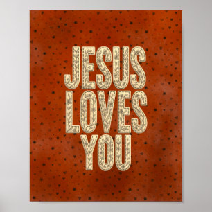 Poster Jésus vous aime Encouragement chrétien rustique