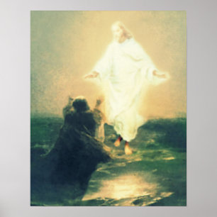 Poster Jesus Walk on Water Miracle & St Peter