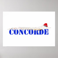 Jet Concorde avec texte bleu gras