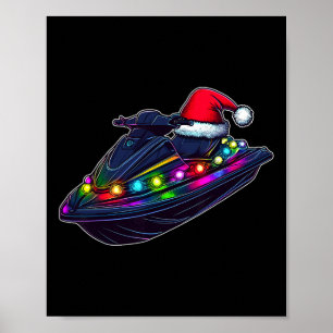 Poster Jet Ski ski nautique Chapeau de Noël Xmas