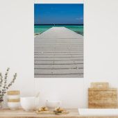 Poster Jetée blanche, plage de sable, océan bleu (Cuisine)