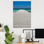 Poster Jetée blanche, plage de sable, océan bleu (Bureau à domicile)