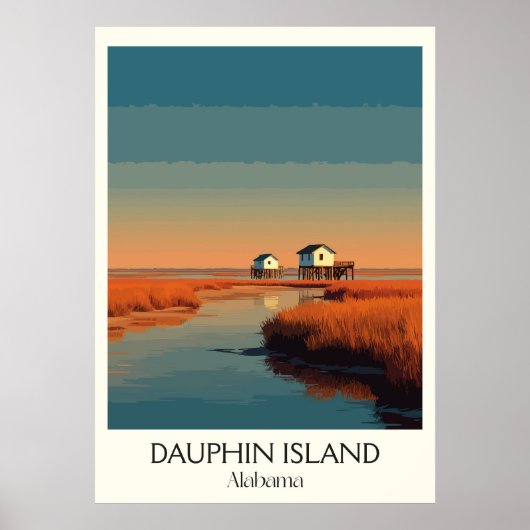 Poster Jetée côtière de l'île Dauphin Alabama (Devant)