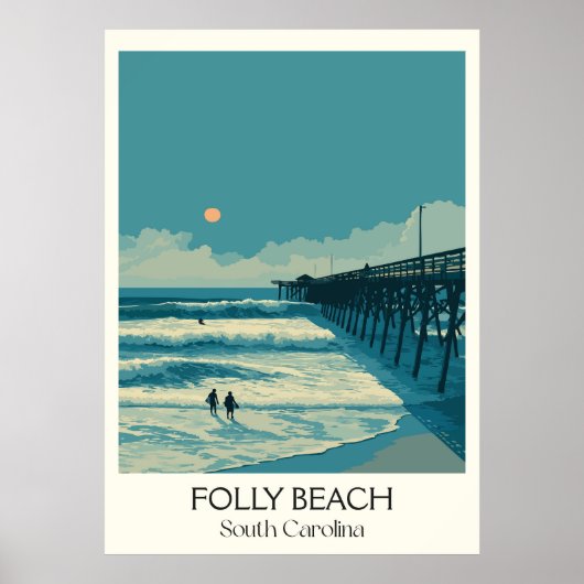 Poster Jetée de Folly Beach Caroline du Sud (Devant)