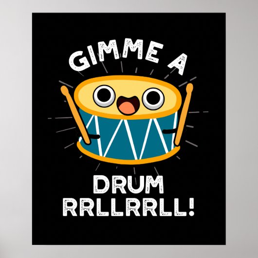 Poster Jeter Un Tambour RRLLRRLL Funny Drummer Pun Dark B (Devant)